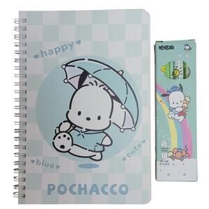 Pochacco Notebook & 4 Pens Set Sanrio‎ Spiral Bound 5.5x8 Gift Stocking Stuffer